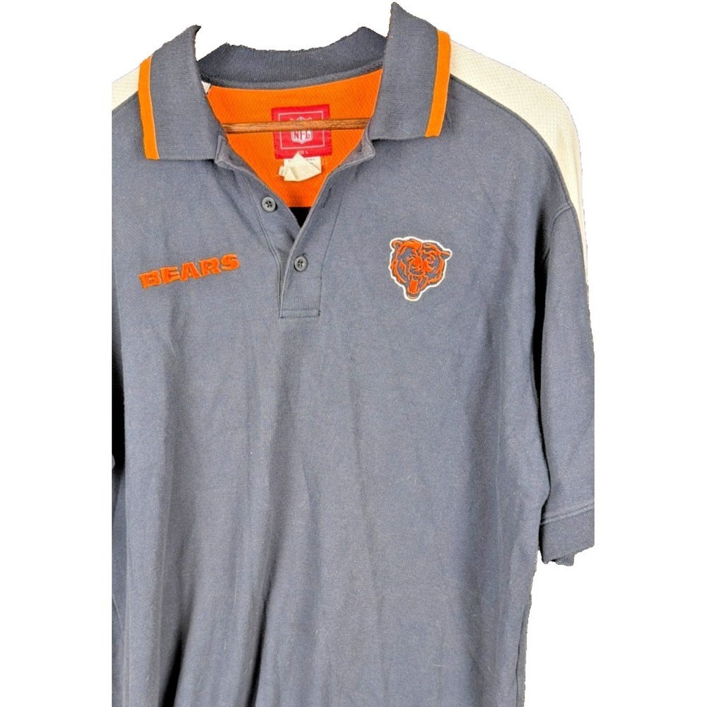 VF Imagewear NFL Chicago Bears Polo Shirt Embroidered Patch Large Gray Orange Y2